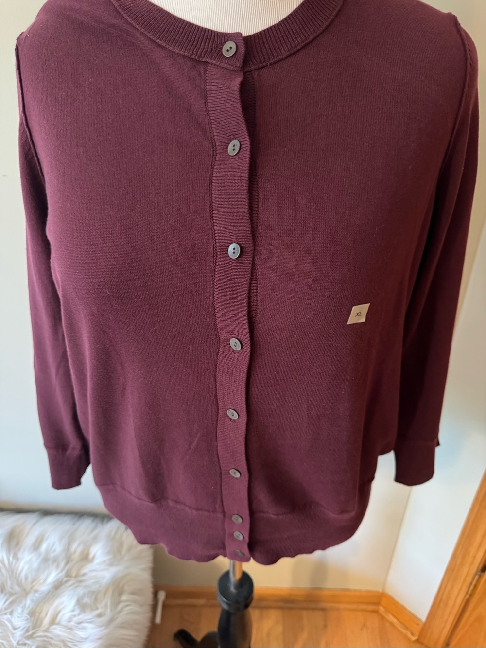 LOFT Plum Crewneck Cardigan